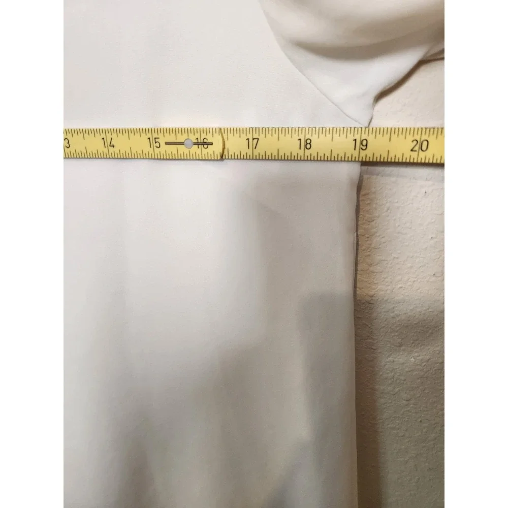 Michael Kors White Chiffon Top Peasant Elastic Smocked Sleeves Keyhole Front Med
